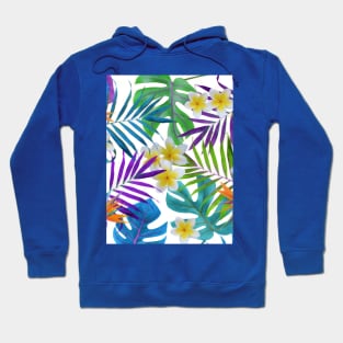 Monstera Palm Trees Plumeria Birds of Paradise Hoodie